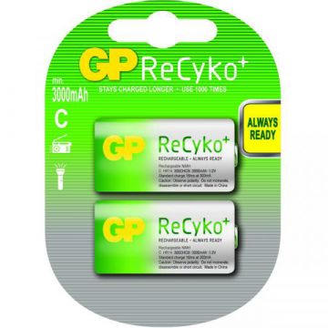 Batterij oplaadbaar GP ReCyKo+ C- x2st