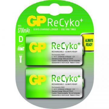 Batterij oplaadbaar GP ReCyKo+ D- x2st