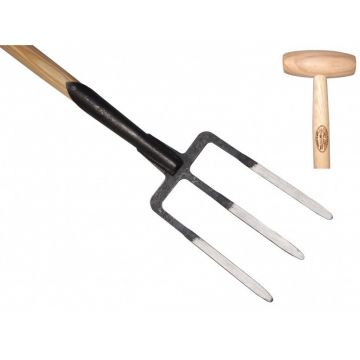 Spitvork 3 tands gesm.veer, essen steel 90cm *deWit*