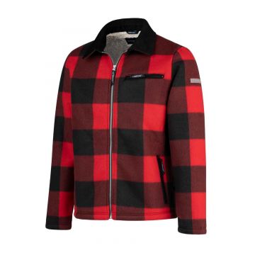 Houthakkers Fleecevest London Rood blok, teddygevoerd