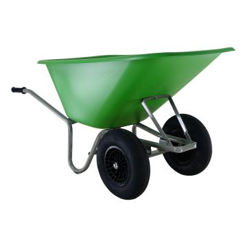 Kruiwagen Forza 165L HDPE bak groen, grijs gelakt ond.2-wiel