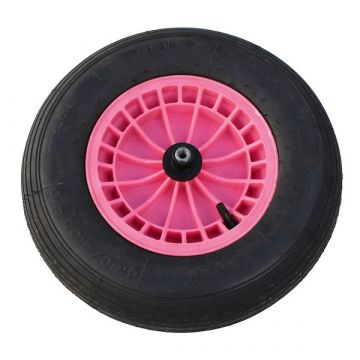 Kruiwagenwiel met kunststof velg (4,80/4,00x8, 2ply)(Roze)