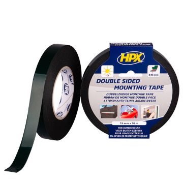 HPX Dubbelzijdig bevestigingstape zwart (19mm x 10m)