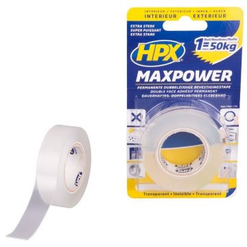 HPX Dubbelzijdig plakband MaxPower 19mm / 2m (transparant)