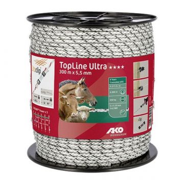 AKO TopLine Ultra schrikdraad wit/zwart (300 meter)