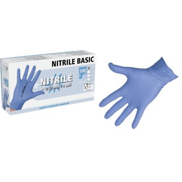 NITRIL handschoen Basic blauw, 24cm, à 100st.